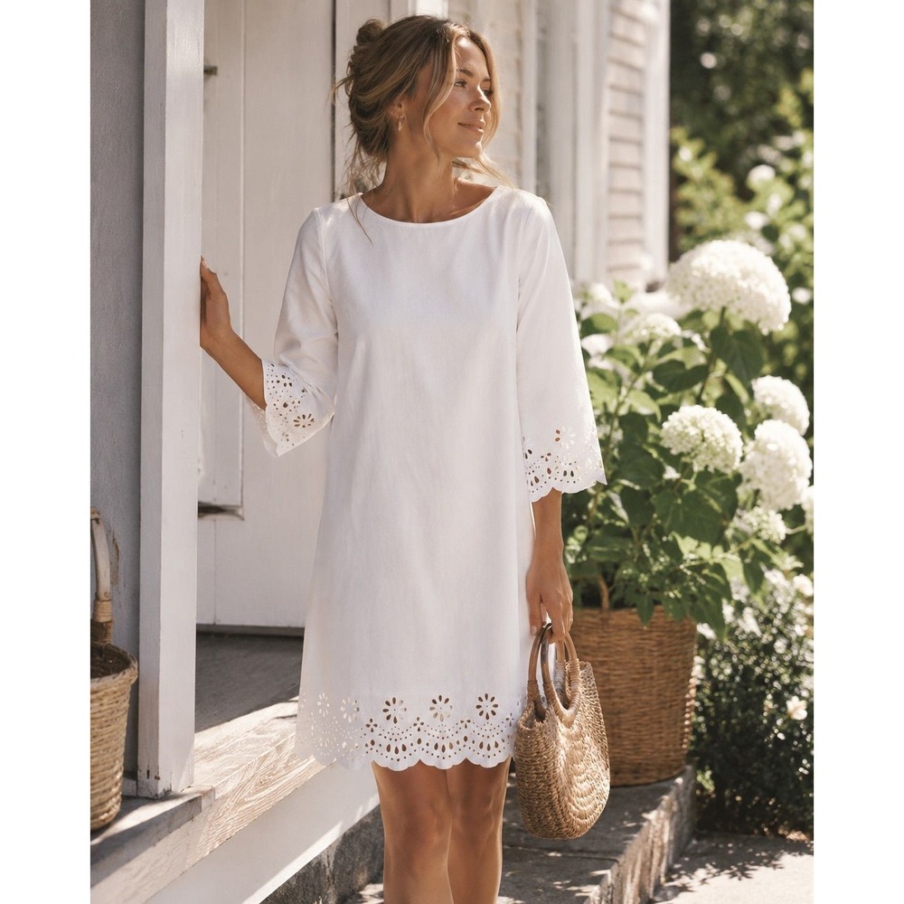 Women’s White Eyelet Shift Dress